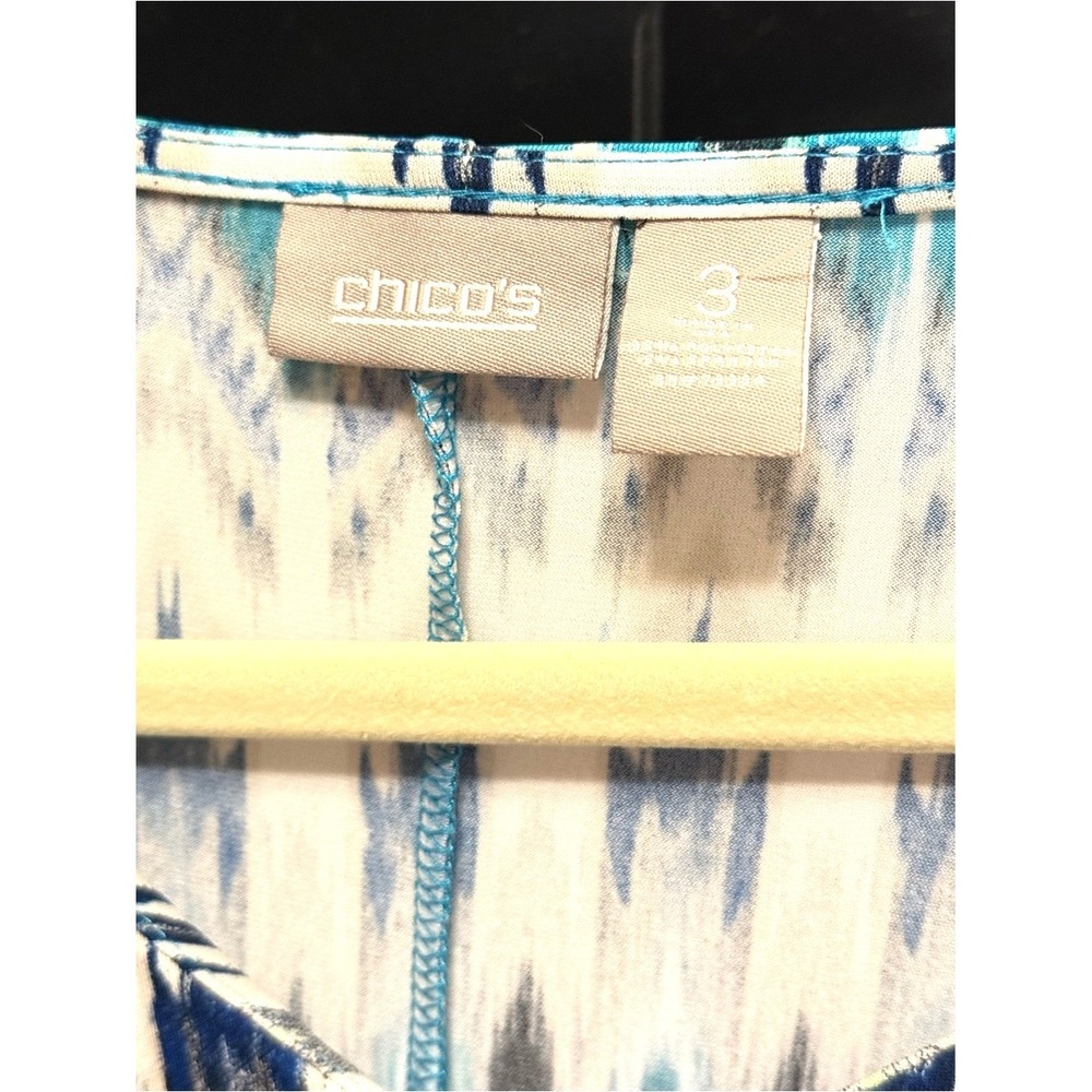Chicos Multi-Blue Printed Sheath Dress - Women XL 3/4 sleeve - Picture 6 of 8